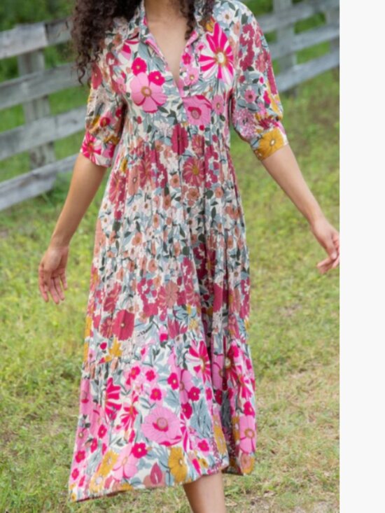 NATURAL LIFE Dresses & Skirts - Natural Life Rebecca Midi Dress Vintage Floral Pink M